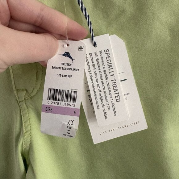 Tommy Bahama Women 6 Lime Pop Boracay Beach High Rise Ankle Jeans NWT - Picture 5 of 16